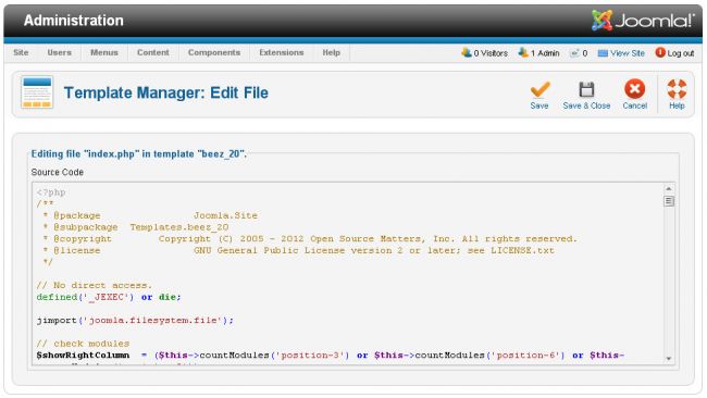 Edit main page template