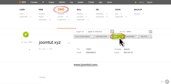 Edit your domain name DNS