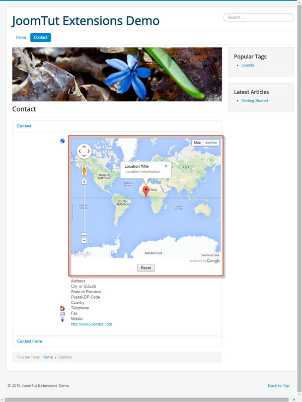 JT Contact Map Address Information Demo
