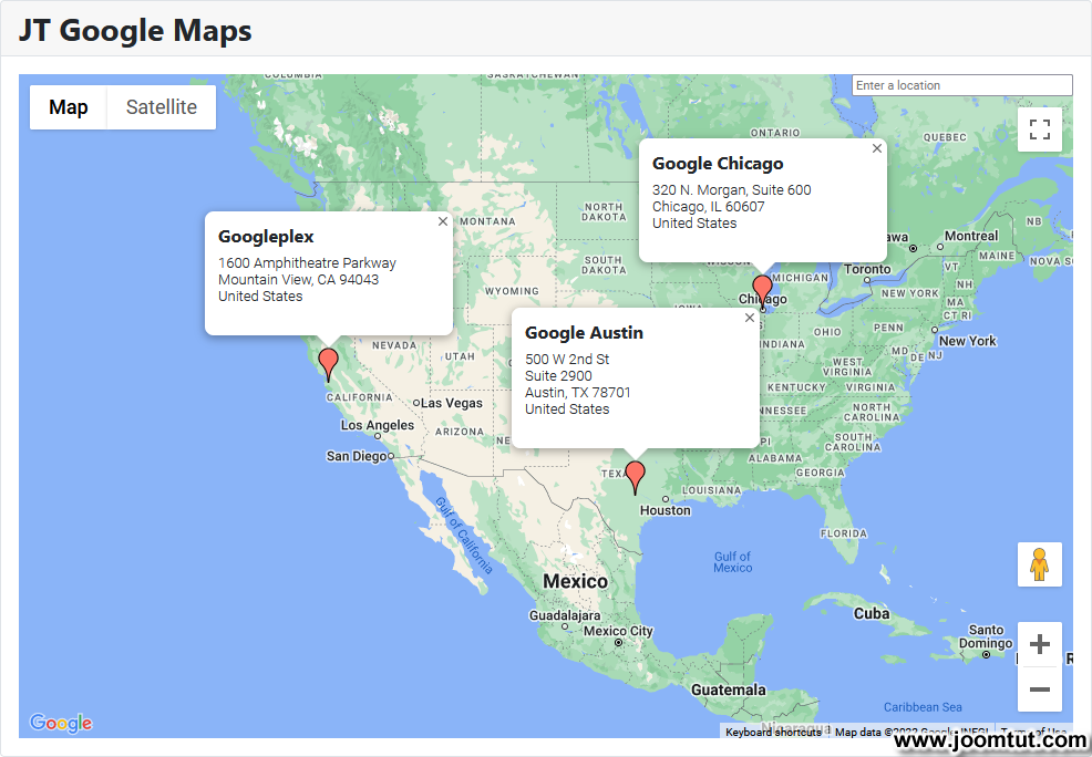 Module JT Google Map - Display Google Maps on your website