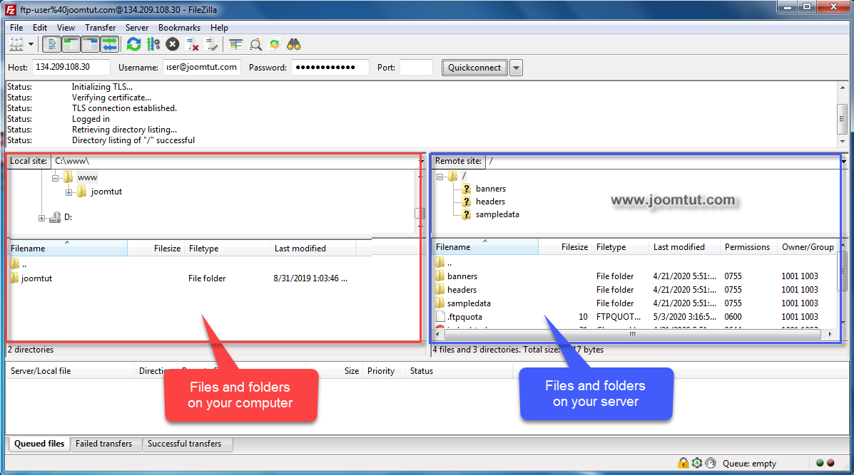 filezilla client connect to server