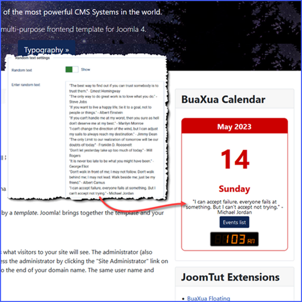 Module BuaXua Calendar - Display random text