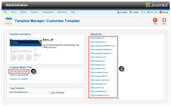 Template Manager: Customise Template