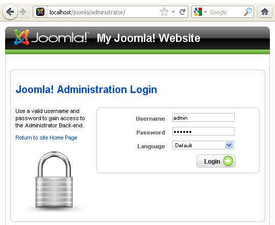 Joomla! login page